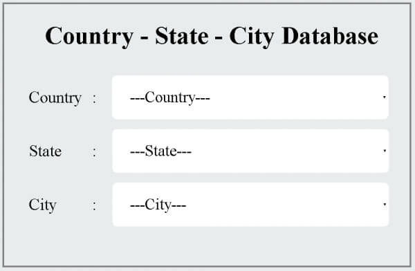 City state country. Database for Country.